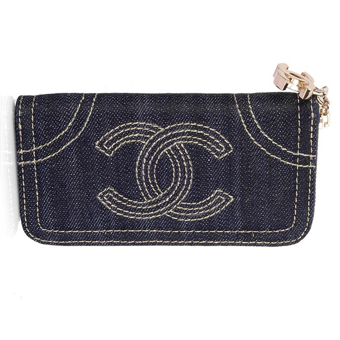 High Quality Chanel Denim Fabric Zip Wallet A31990 Blue